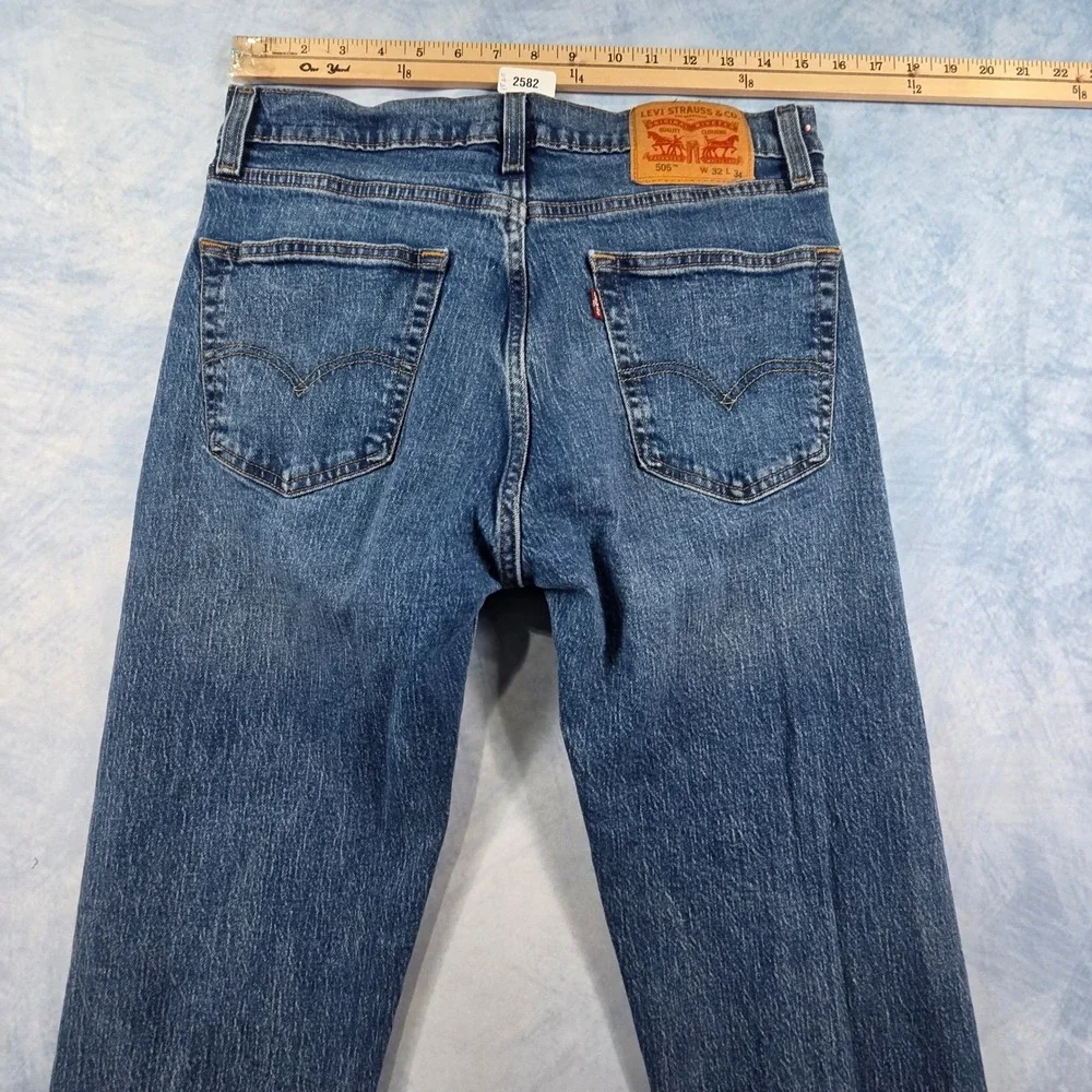 Levis 505 Regular Fit Straight Leg Mens‎ Jeans Blue Denim 32x34 Medium Wash